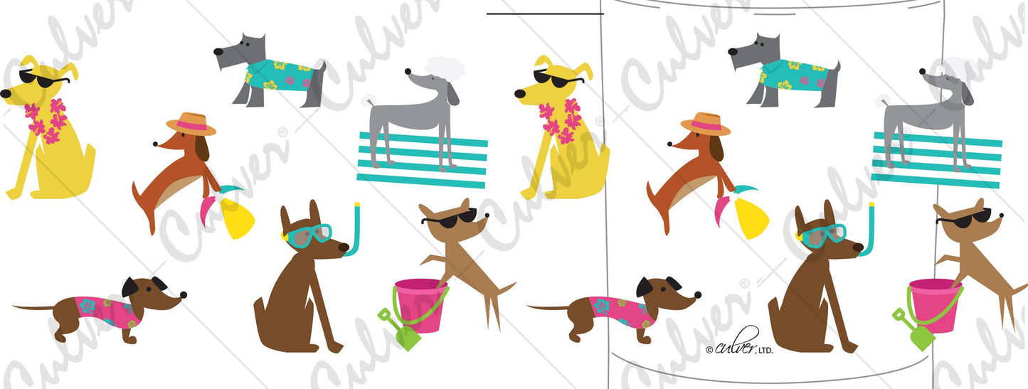 Beach Dogs Drinking Glass - Set of 2