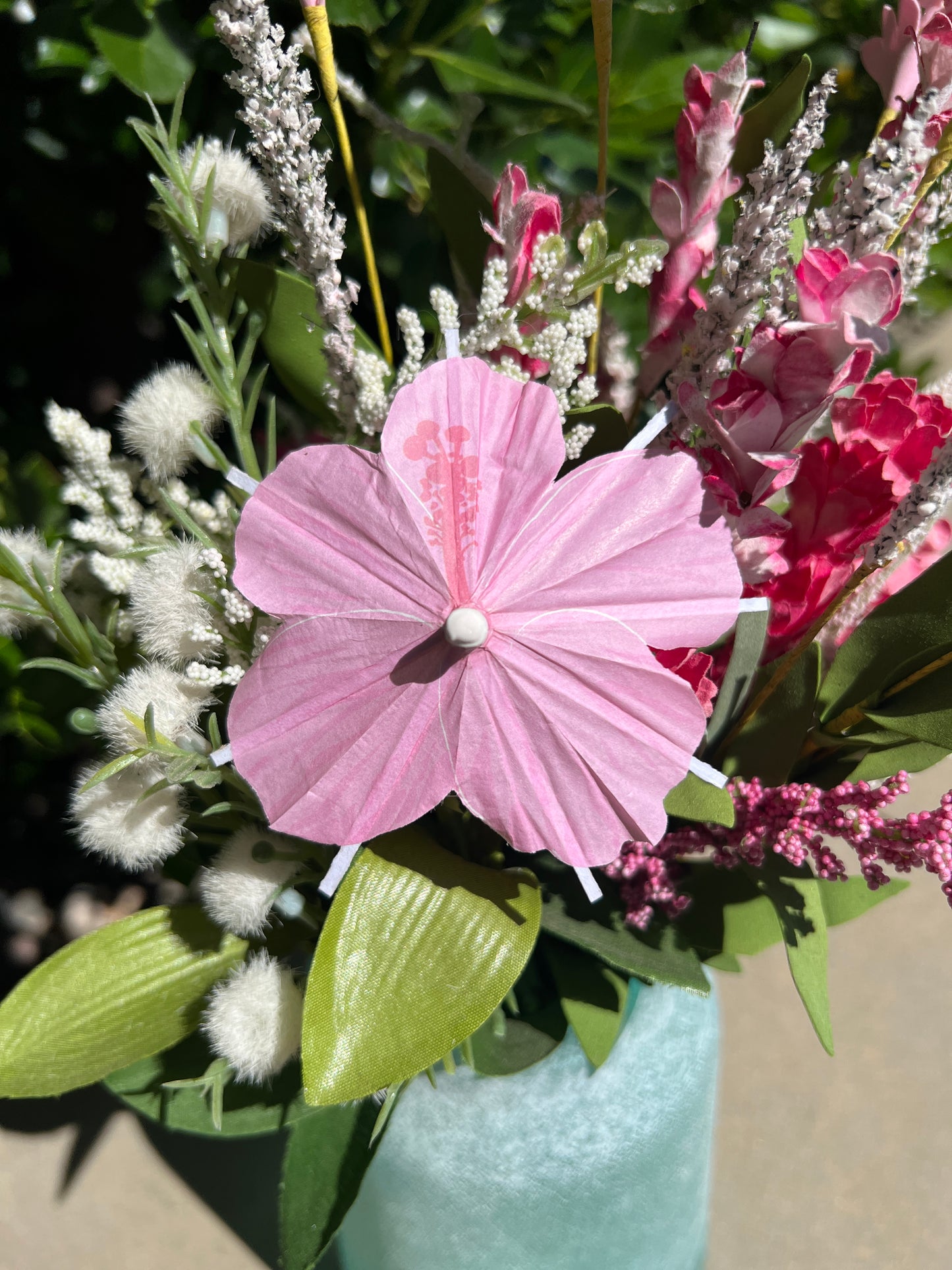 Light Pink Hibiscus flower Cocktail Umbrella