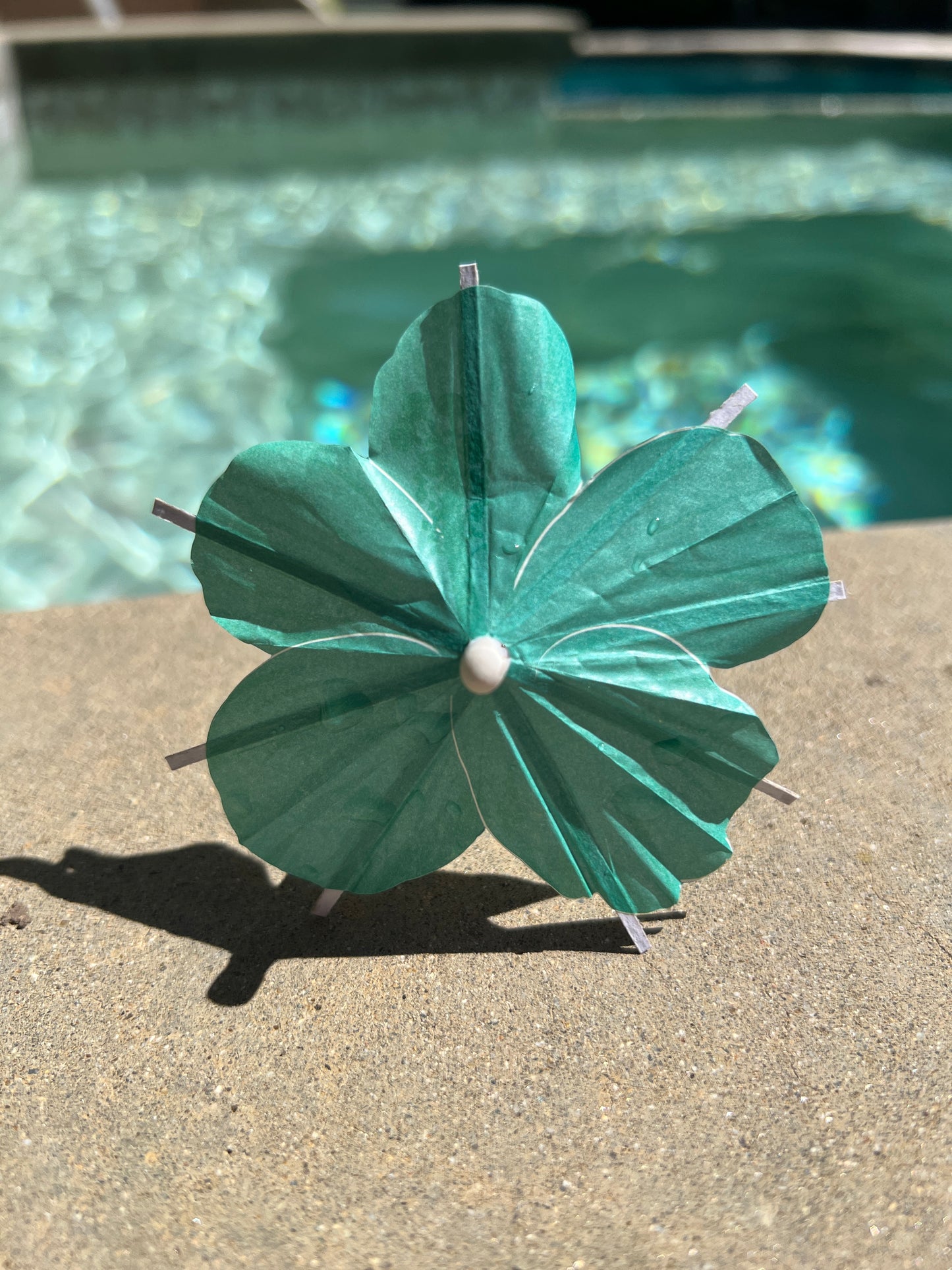 Caribbean Blue Turquoise Hibiscus flower Cocktail Umbrella