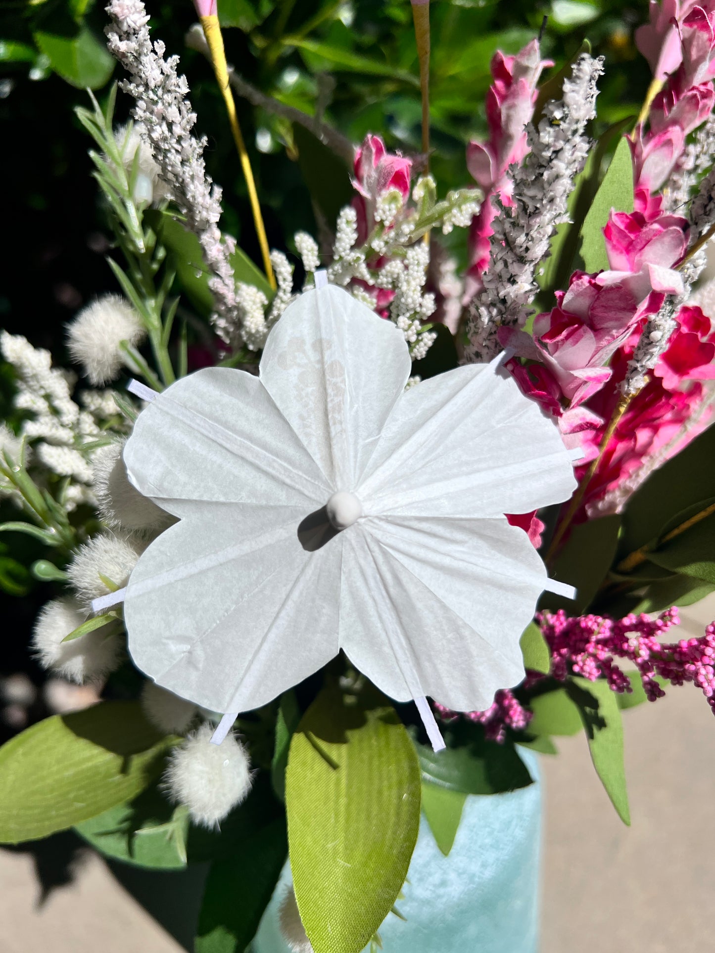 White Hibiscus flower Cocktail Umbrella