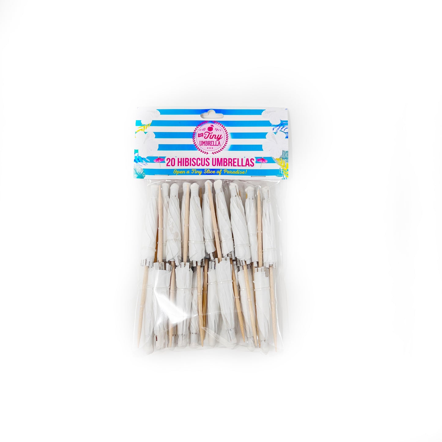 White Hibiscus flower Cocktail Umbrella