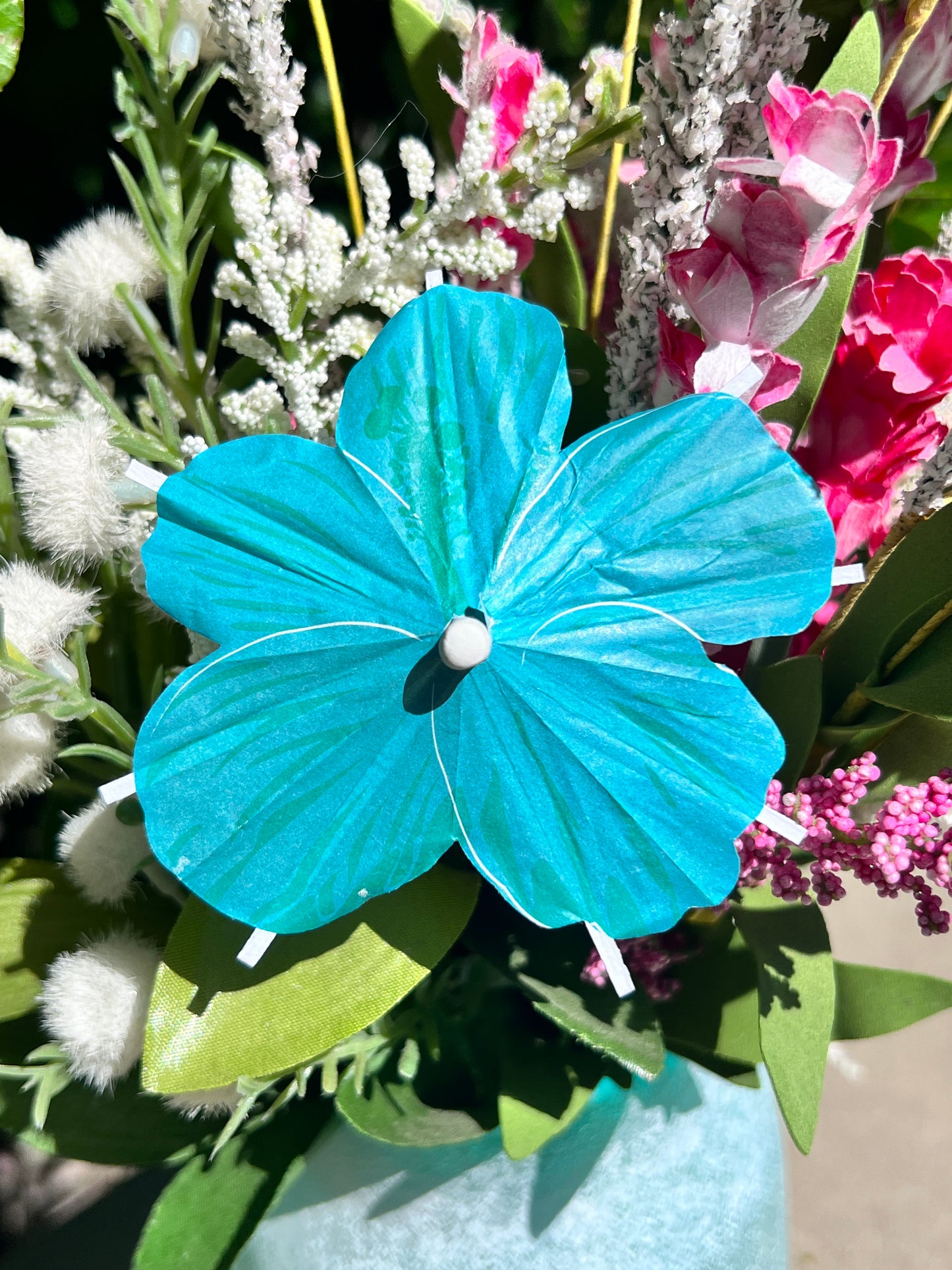 Aruba Blue Hibiscus flower Cocktail Umbrella