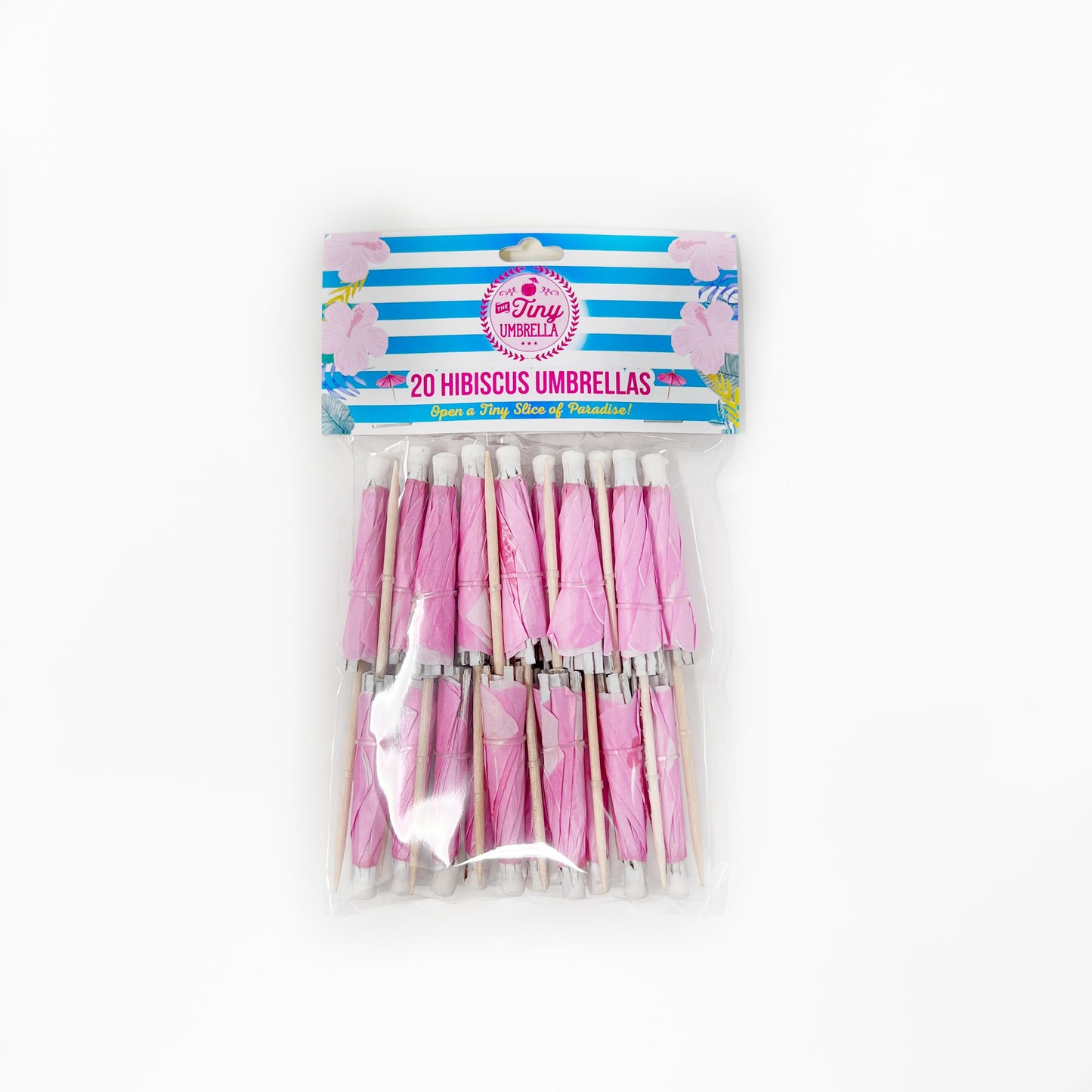 Light Pink Hibiscus flower Cocktail Umbrella