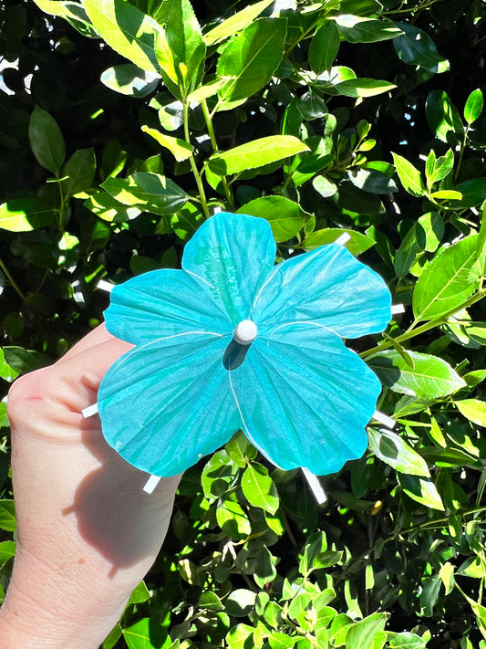 Blue Hibiscus flower Cocktail Umbrella