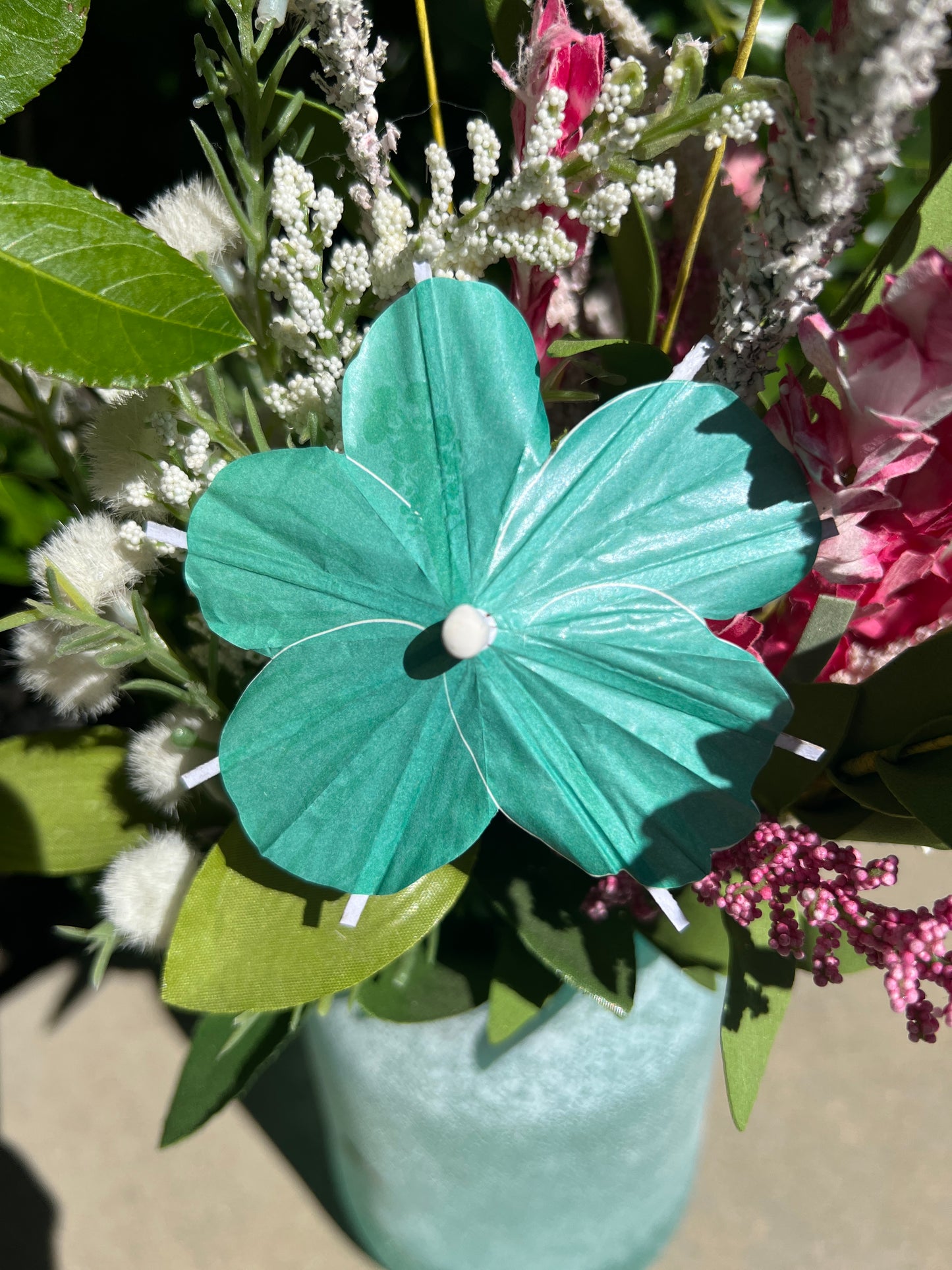 Caribbean Blue Turquoise Hibiscus flower Cocktail Umbrella