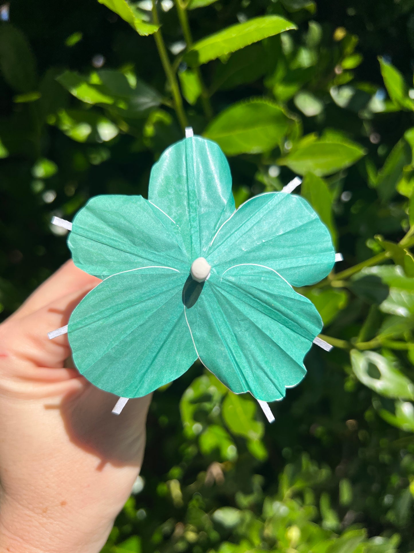 Caribbean Blue Turquoise Hibiscus flower Cocktail Umbrella