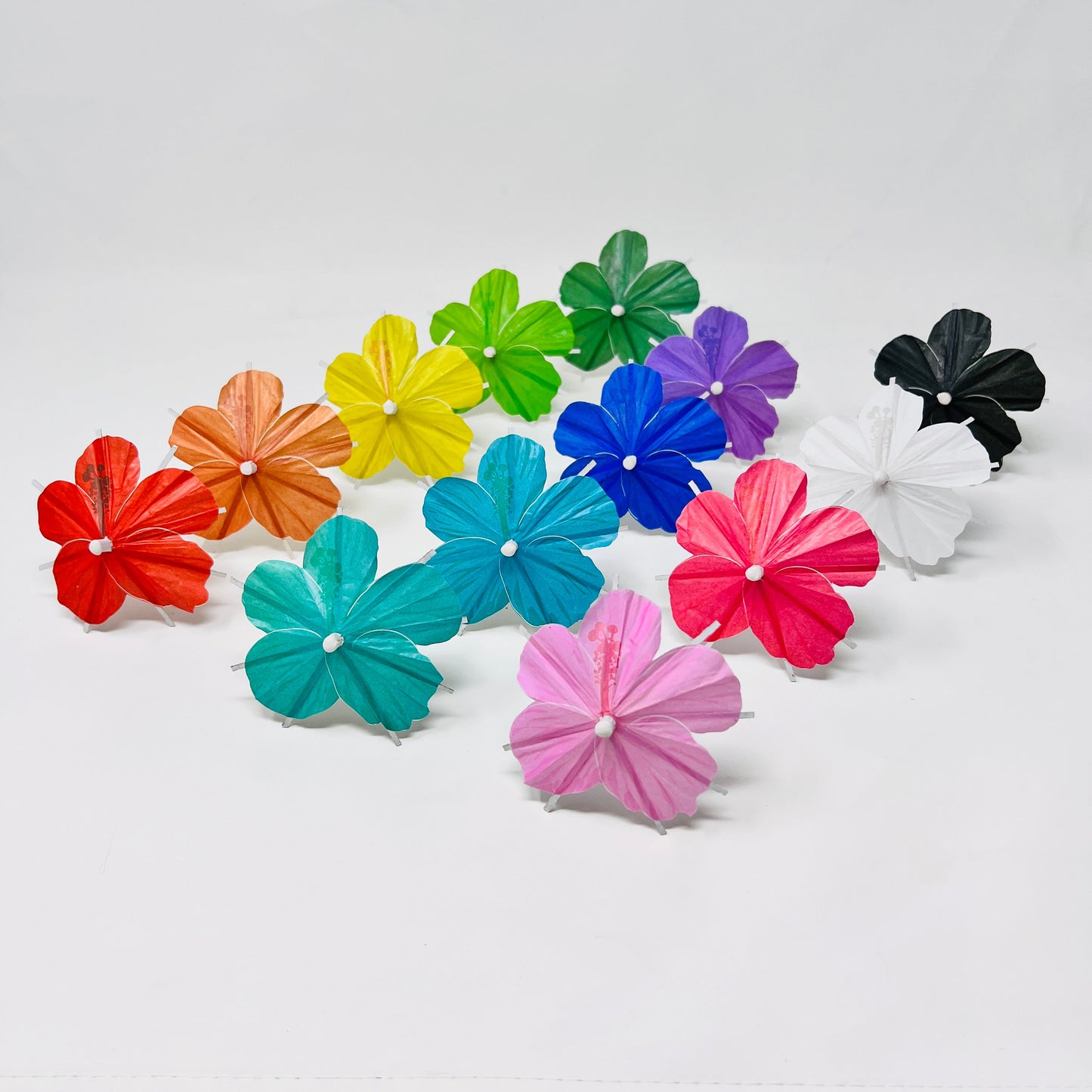 Caribbean Blue Turquoise Hibiscus flower Cocktail Umbrella