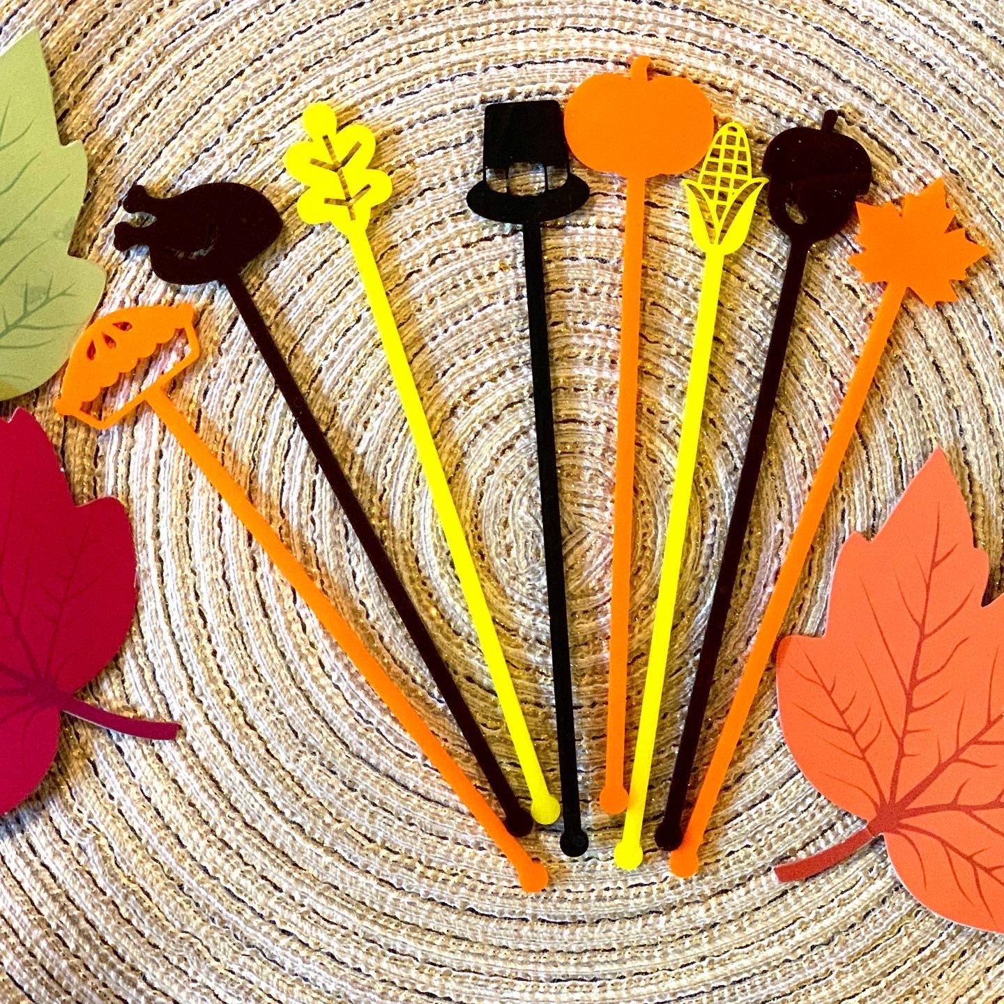 Thanksgiving Stir Stick Set of 8