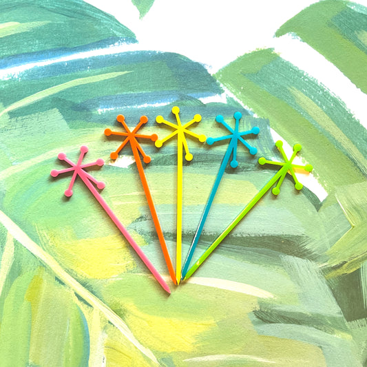 Starburst Midcentury Garnish Pick Set of 4