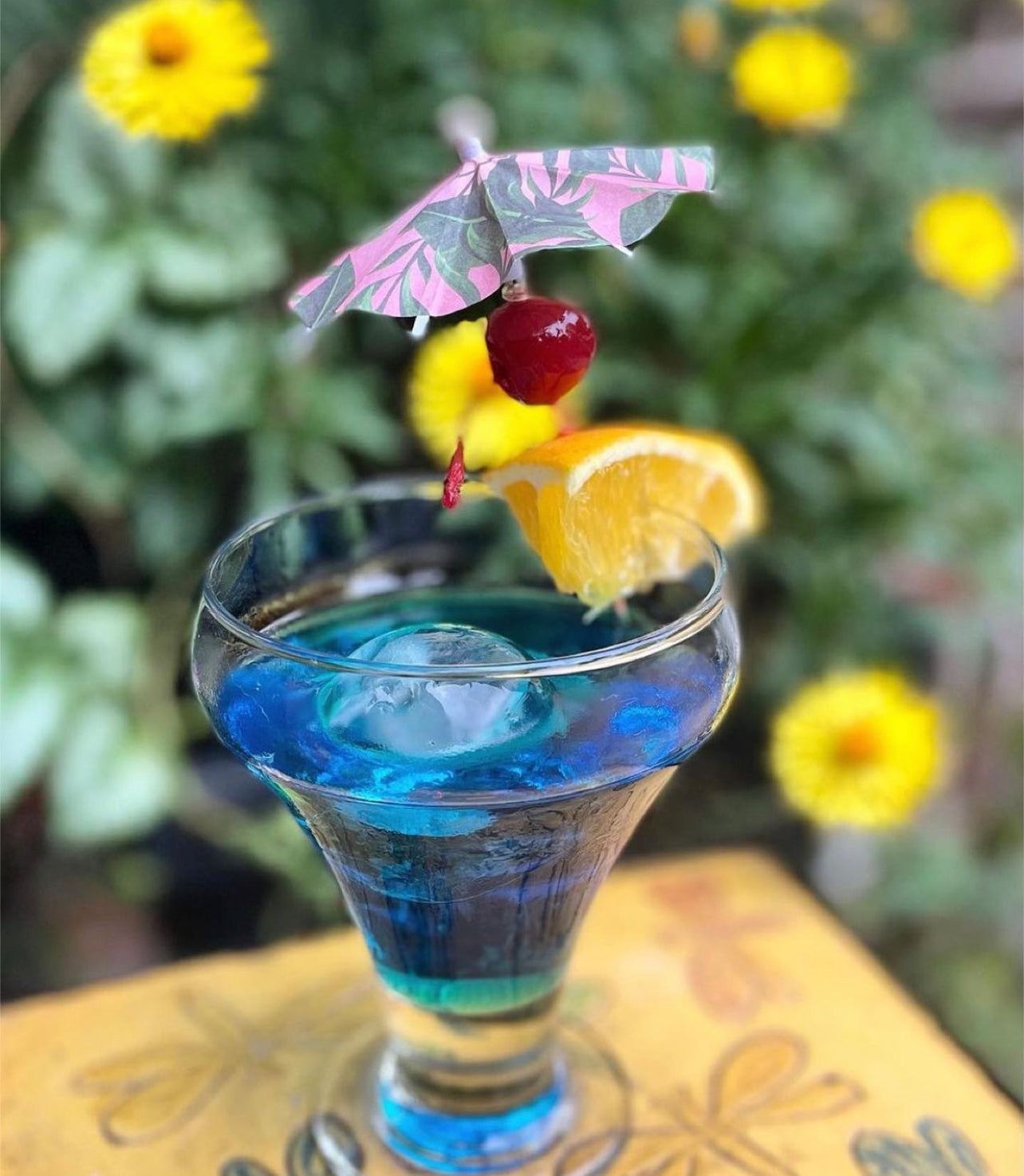 Pink Palm Cocktail Umbrella