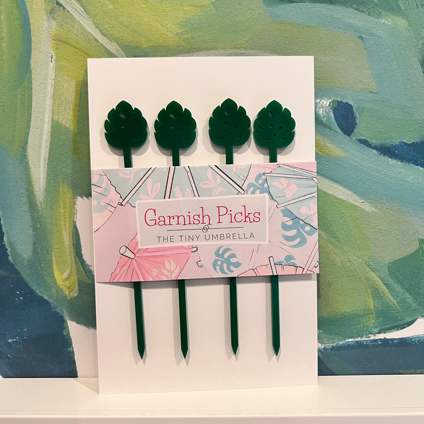 Monstera Garnish Pick Set of 4