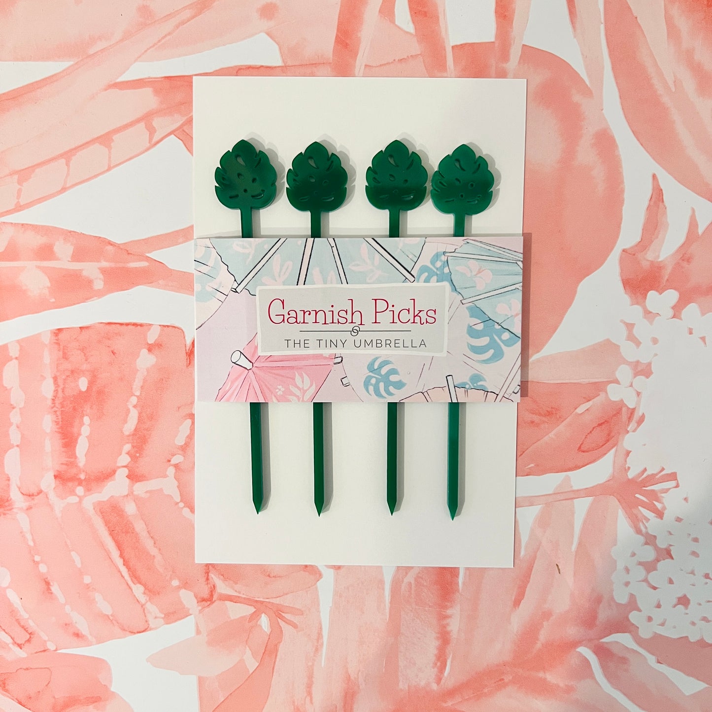 Monstera Garnish Pick Set of 4