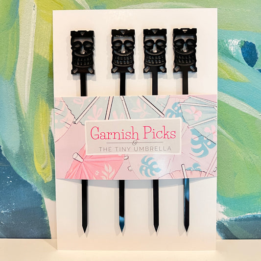 Happy Tiki Garnish Pick Set of 4