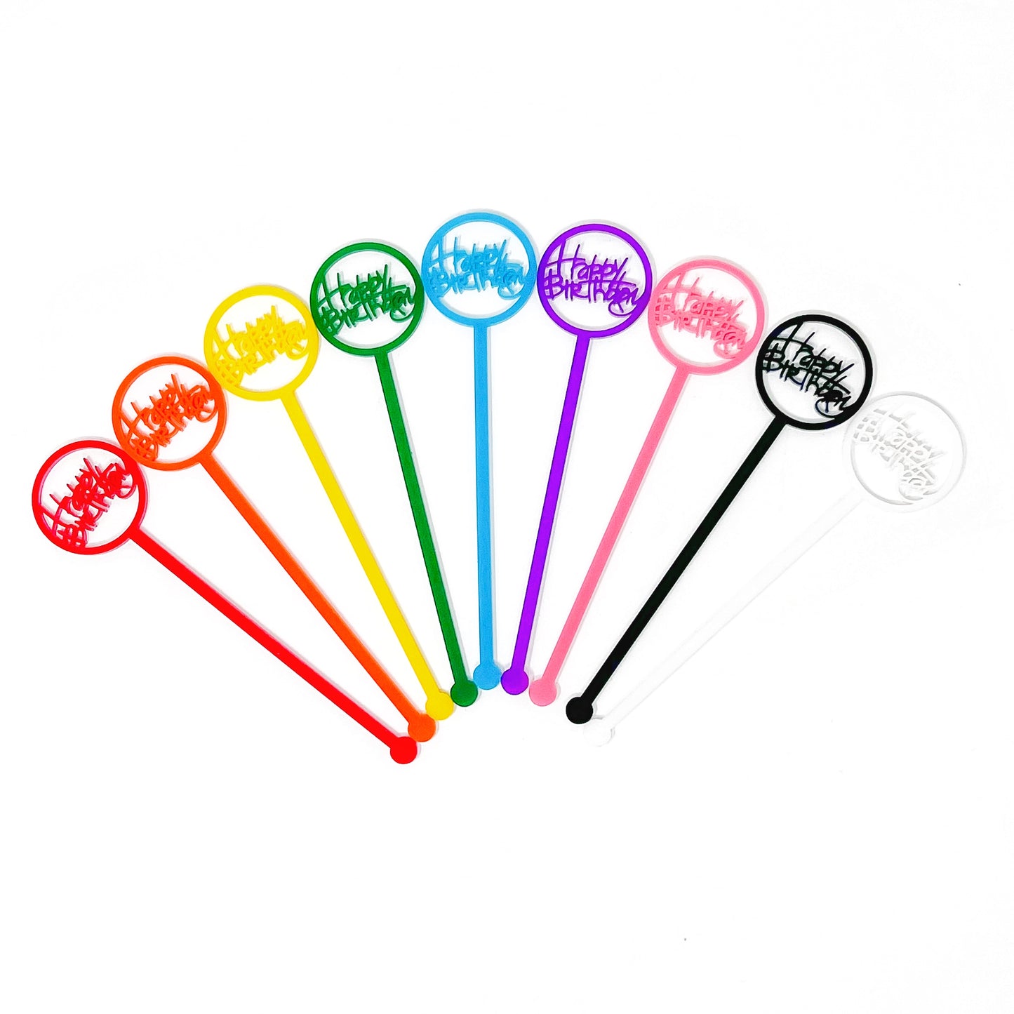 Happy Birthday Round Stir Stick Set of 4