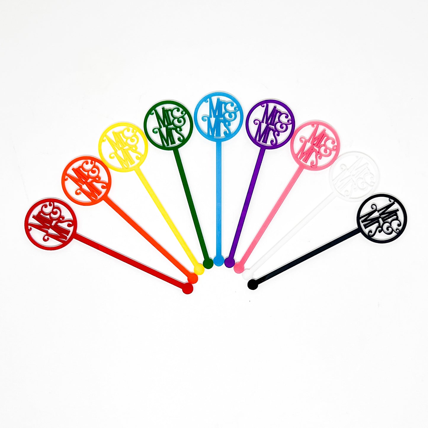 Mr. And Mrs.  Round Stir Stick Set of 4