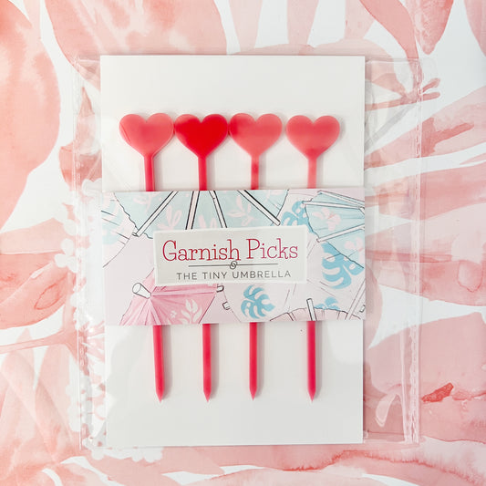 Heart Garnish Pick Set of 4