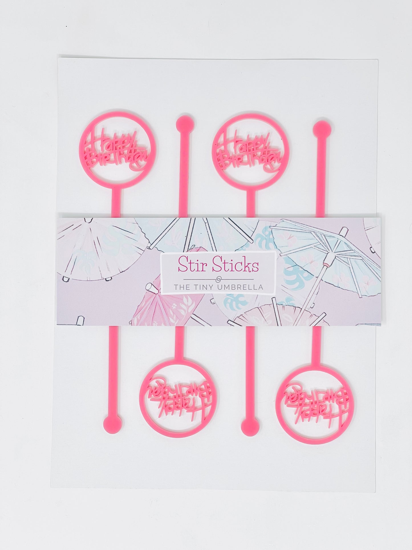 Happy Birthday Round Stir Stick Set of 4