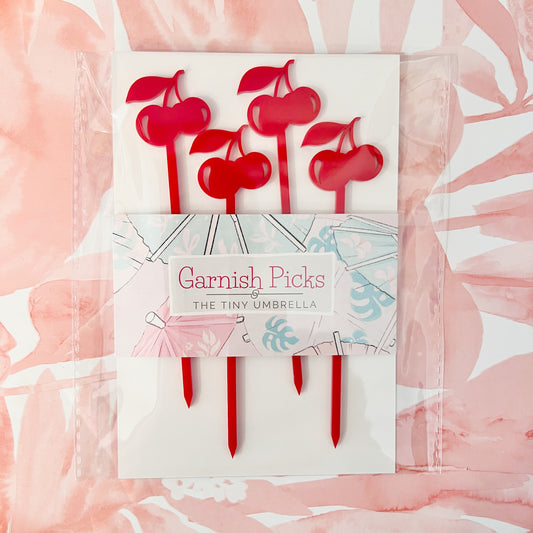 Cherry Garnish Pick Set of 4