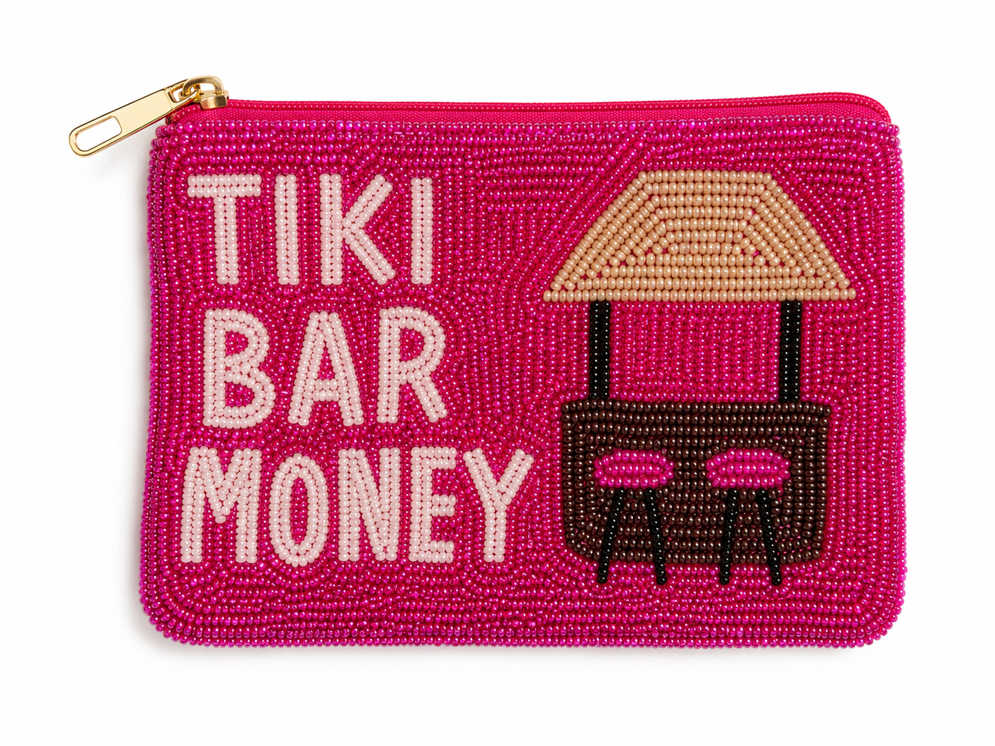 Tiki Bar Money Beaded Zip Pouch