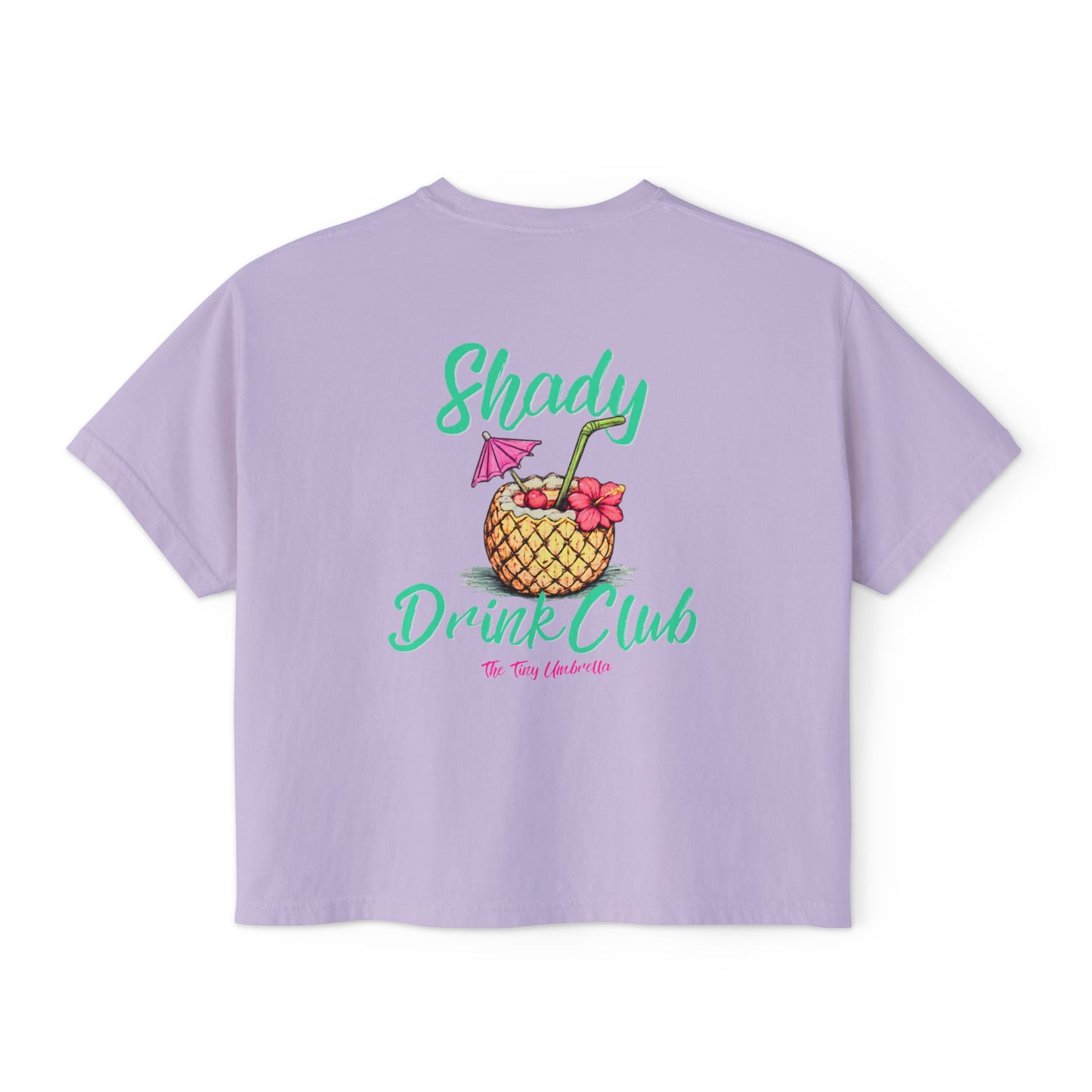 Shady Drink Club Boxy Tee — Pineapple Cocktail Graphic Women’s Shirt