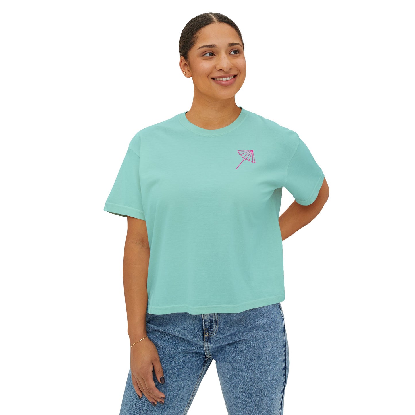 Shady Drink Club Boxy Tee — Pineapple Cocktail Graphic Women’s Shirt