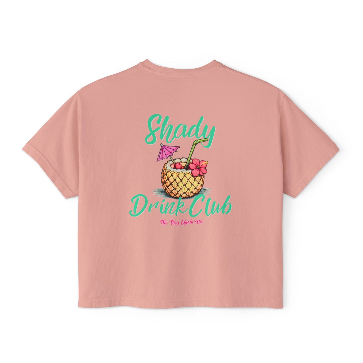 Shady Drink Club Boxy Tee — Pineapple Cocktail Graphic Women’s Shirt