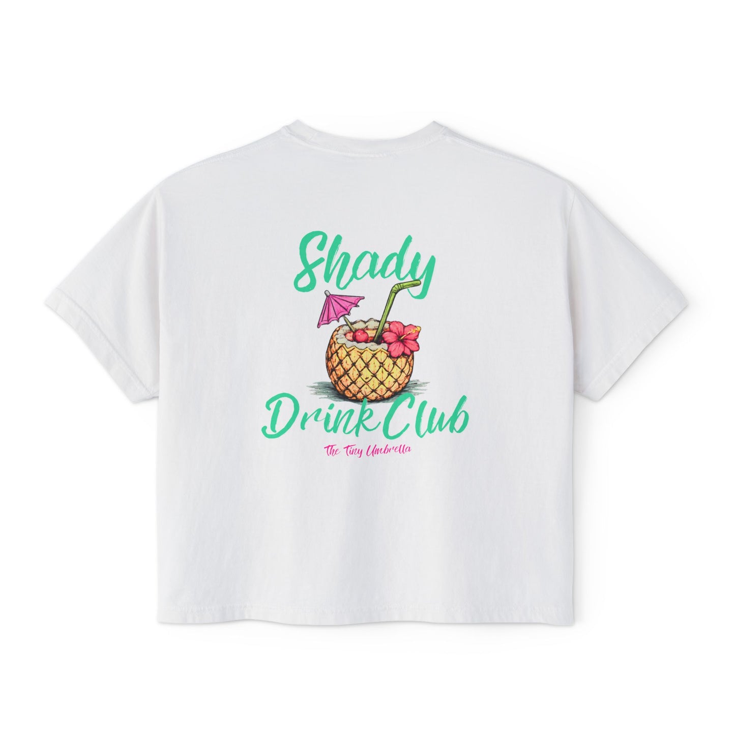 Shady Drink Club Boxy Tee — Pineapple Cocktail Graphic Women’s Shirt