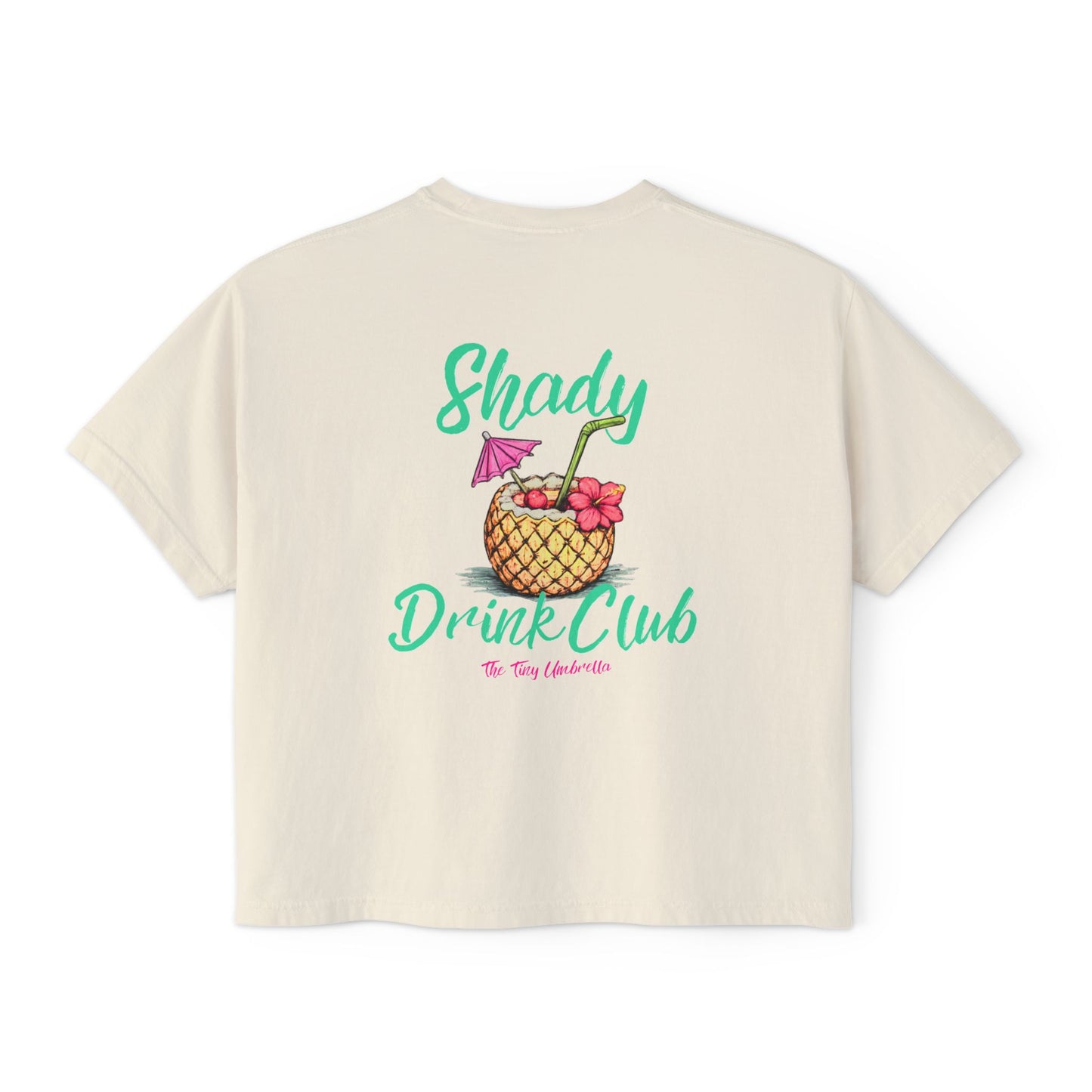 Shady Drink Club Boxy Tee — Pineapple Cocktail Graphic Women’s Shirt