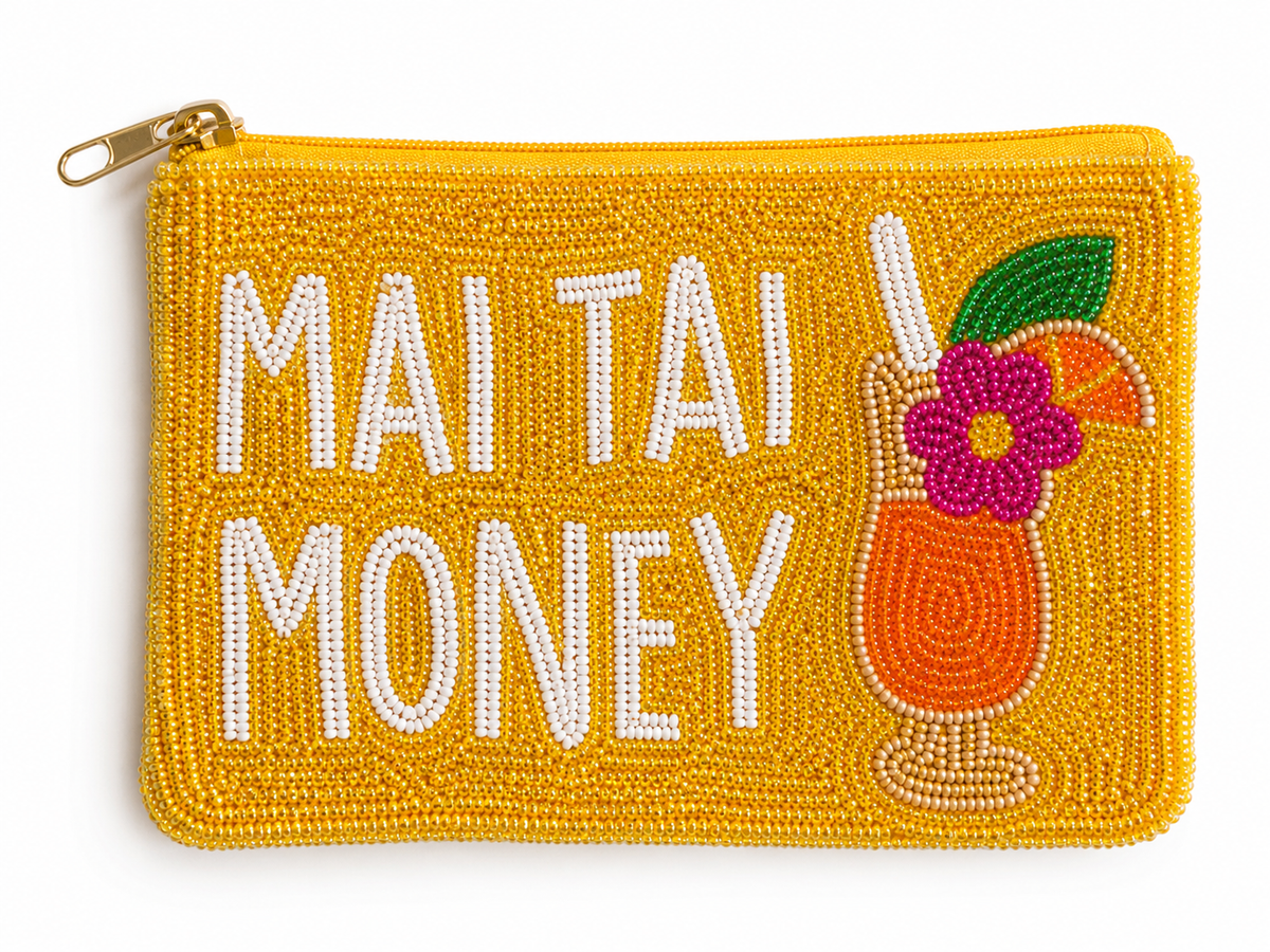 Mai Tai Money Beaded Zip Pouch