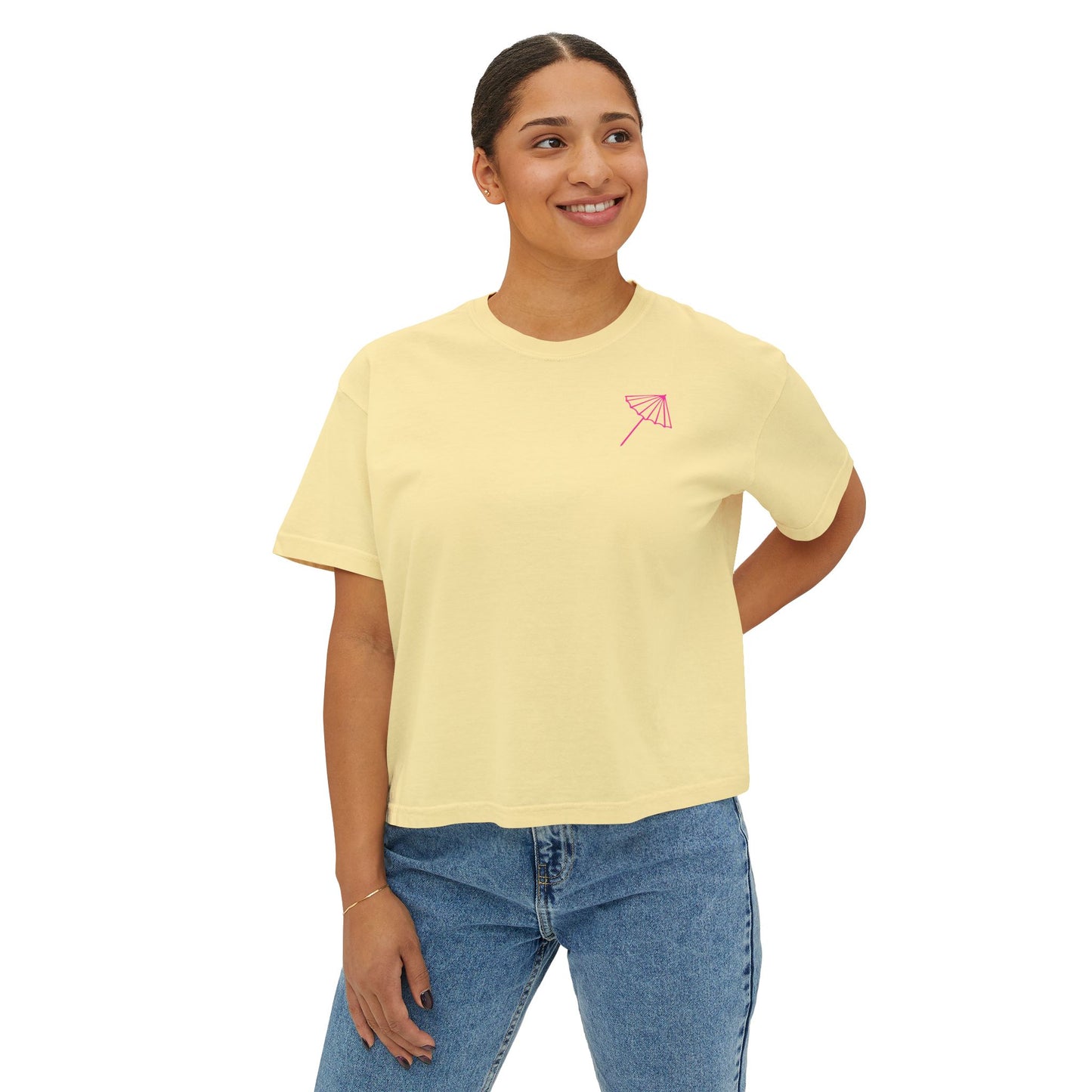 Shady Drink Club Boxy Tee — Pineapple Cocktail Graphic Women’s Shirt