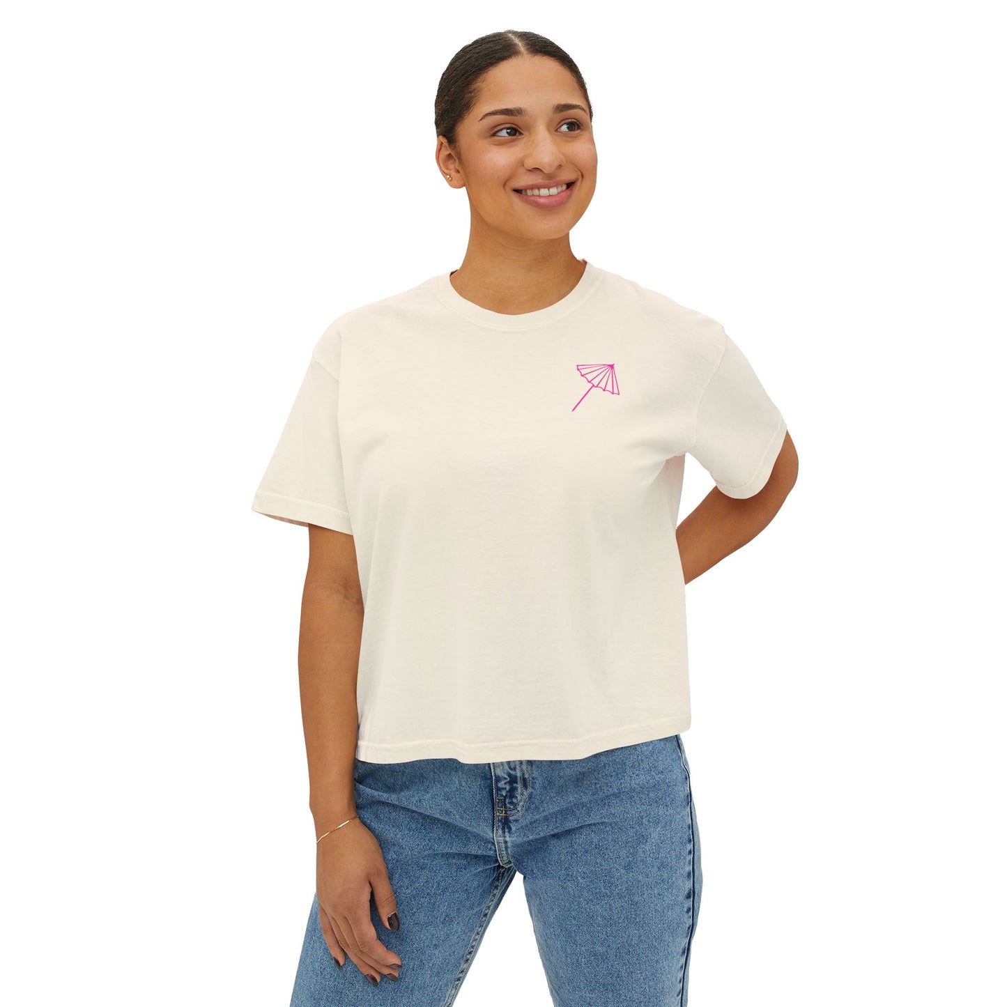 Shady Drink Club Boxy Tee — Pineapple Cocktail Graphic Women’s Shirt