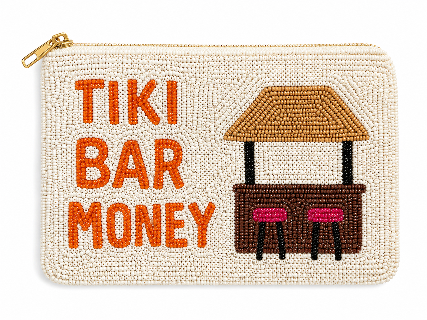Tiki Bar Money Beaded Zip Pouch