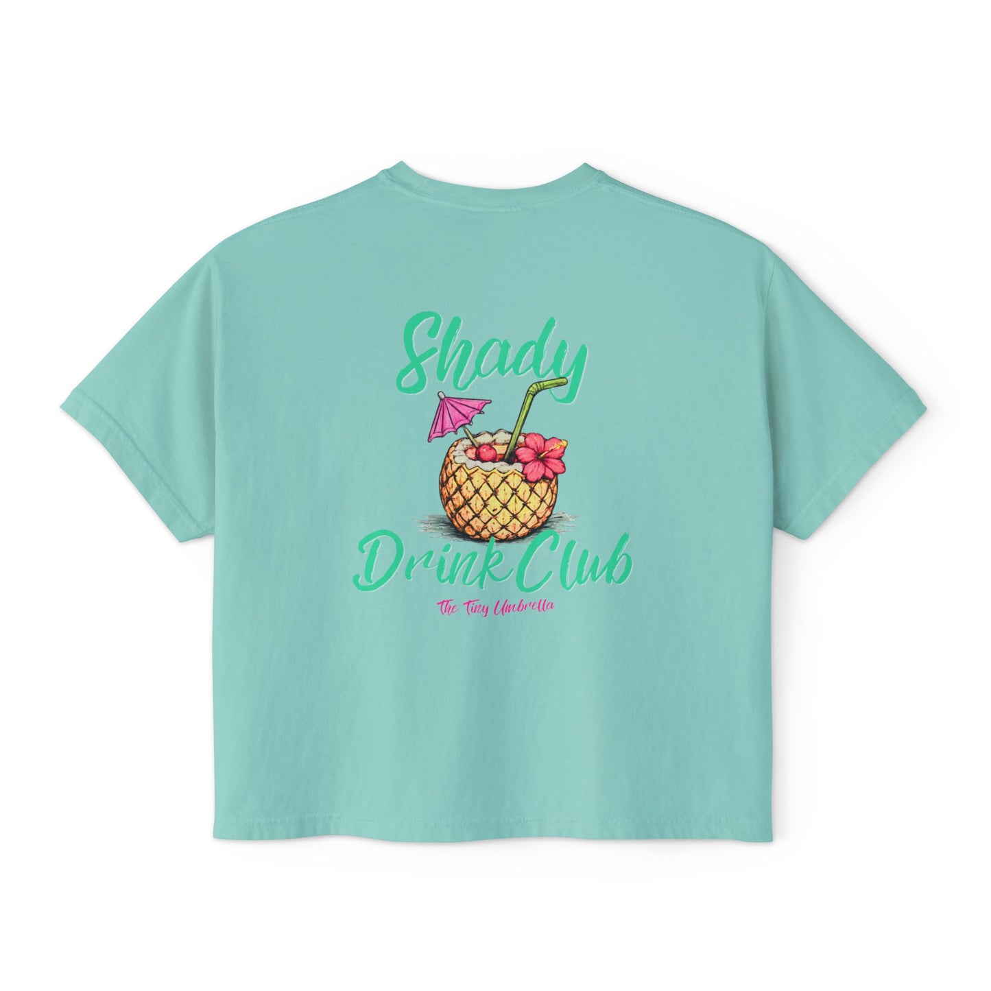 Shady Drink Club Boxy Tee — Pineapple Cocktail Graphic Women’s Shirt