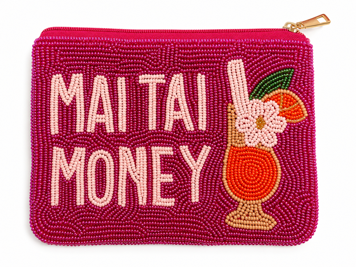 Mai Tai Money Beaded Zip Pouch