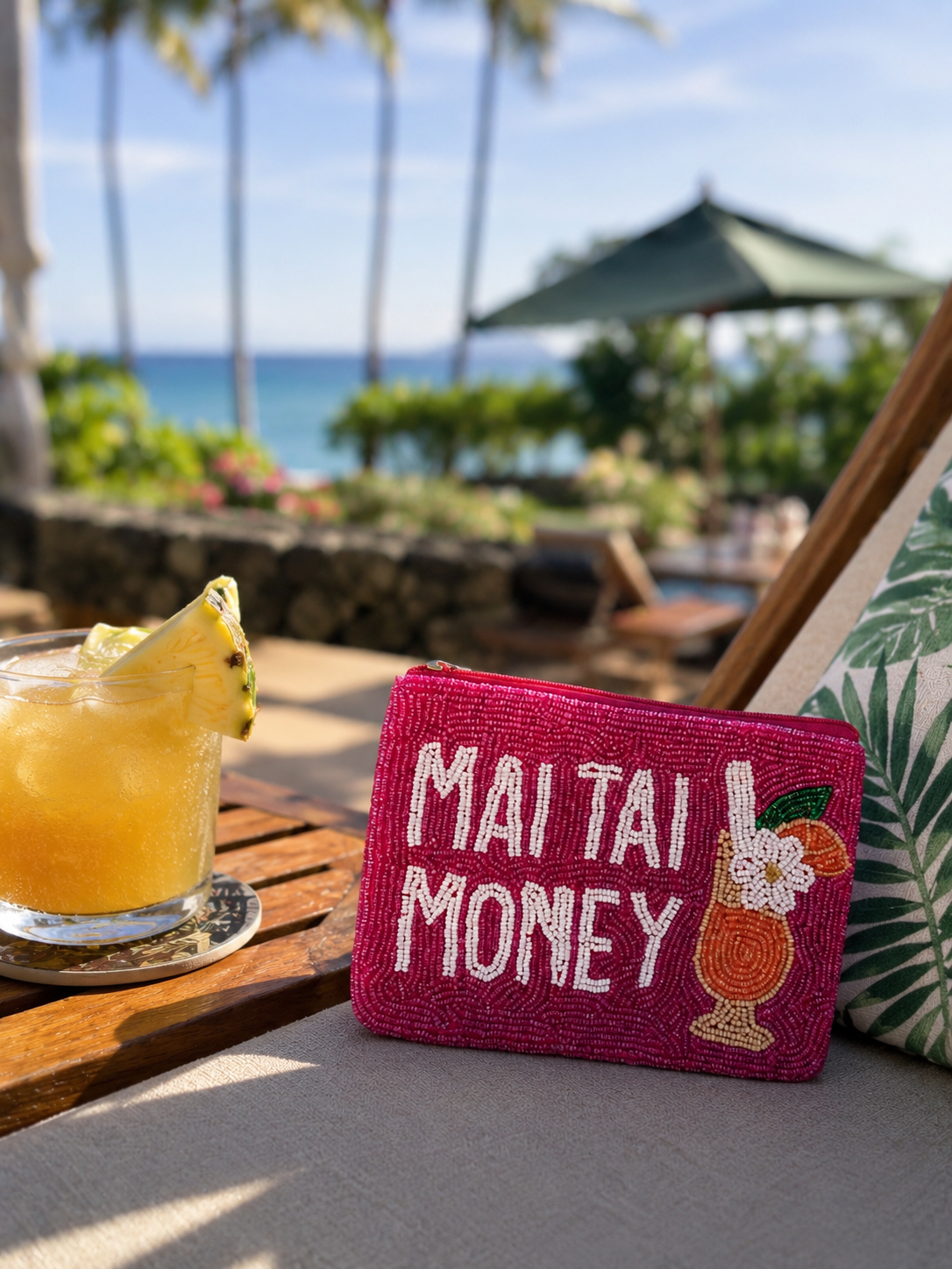 Mai Tai Money Beaded Zip Pouch