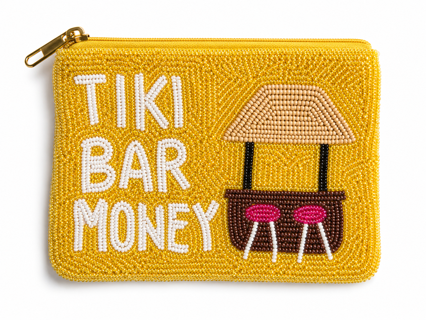 Tiki Bar Money Beaded Zip Pouch