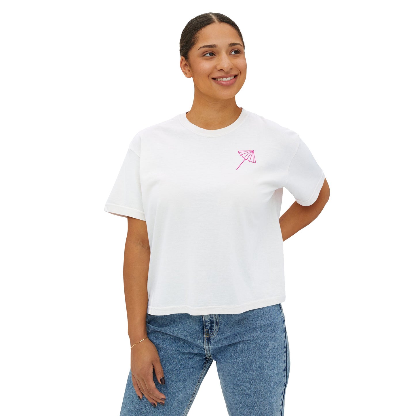 Shady Drink Club Boxy Tee — Pineapple Cocktail Graphic Women’s Shirt