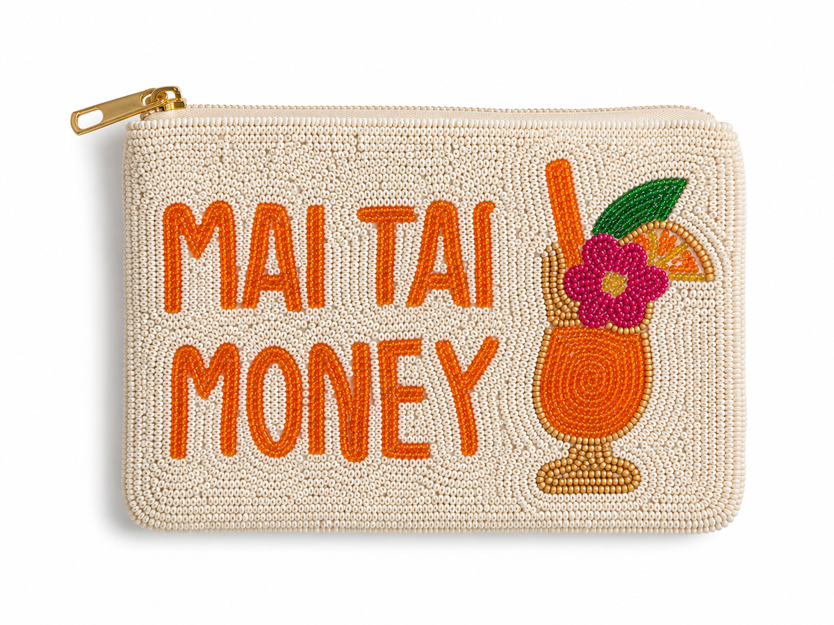 Mai Tai Money Beaded Zip Pouch
