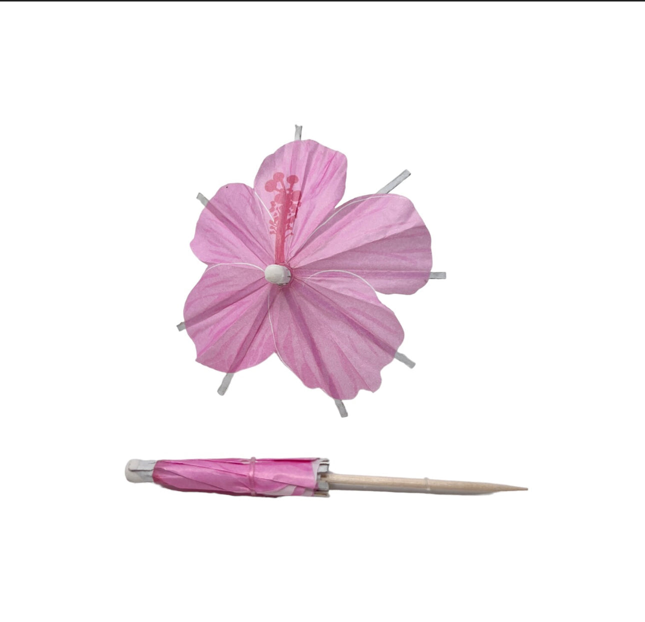 Light Pink Hibiscus flower Cocktail Umbrella