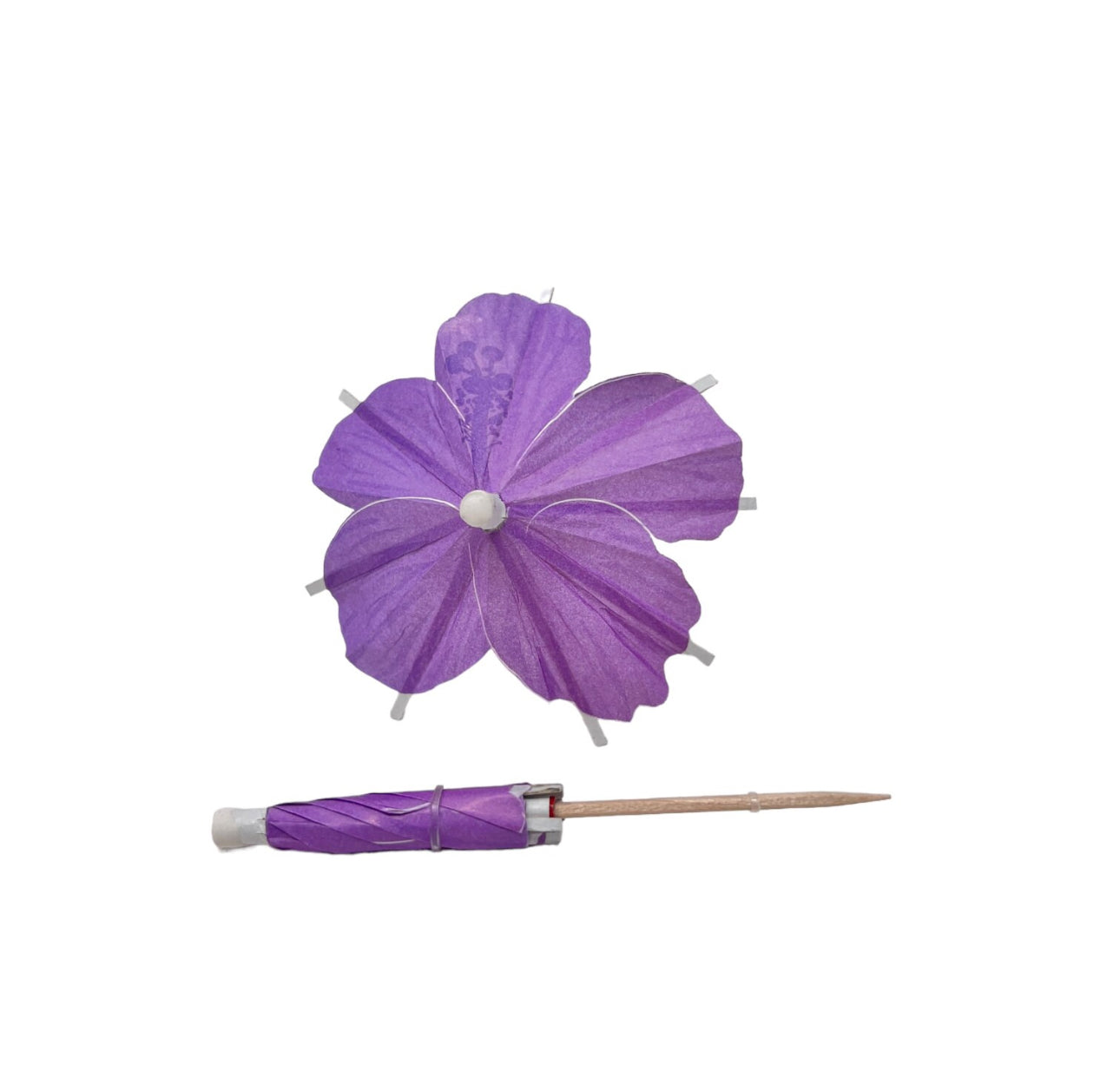 Lavender Purple Hibiscus flower Cocktail Umbrella
