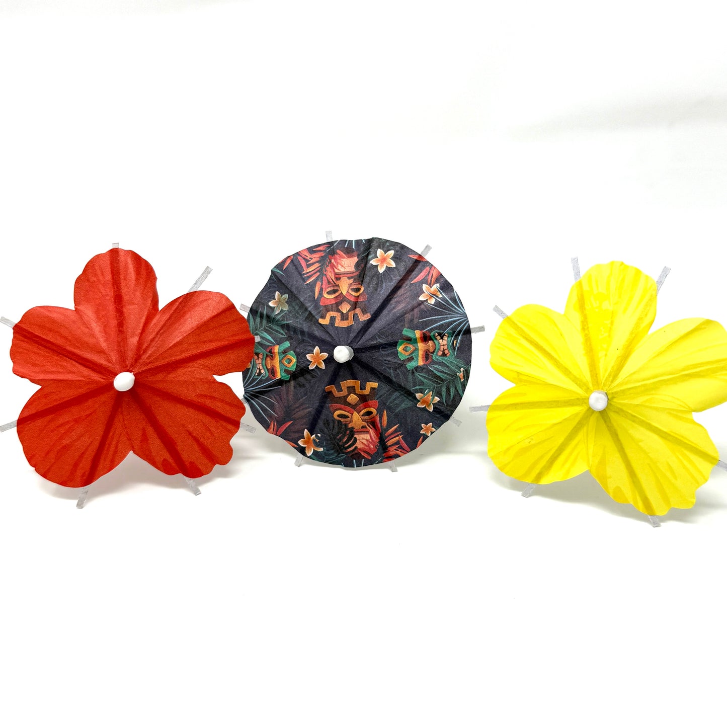 Tiki Cocktail Umbrellas – Handmade Tropical Drink Umbrellas (Set of 20)