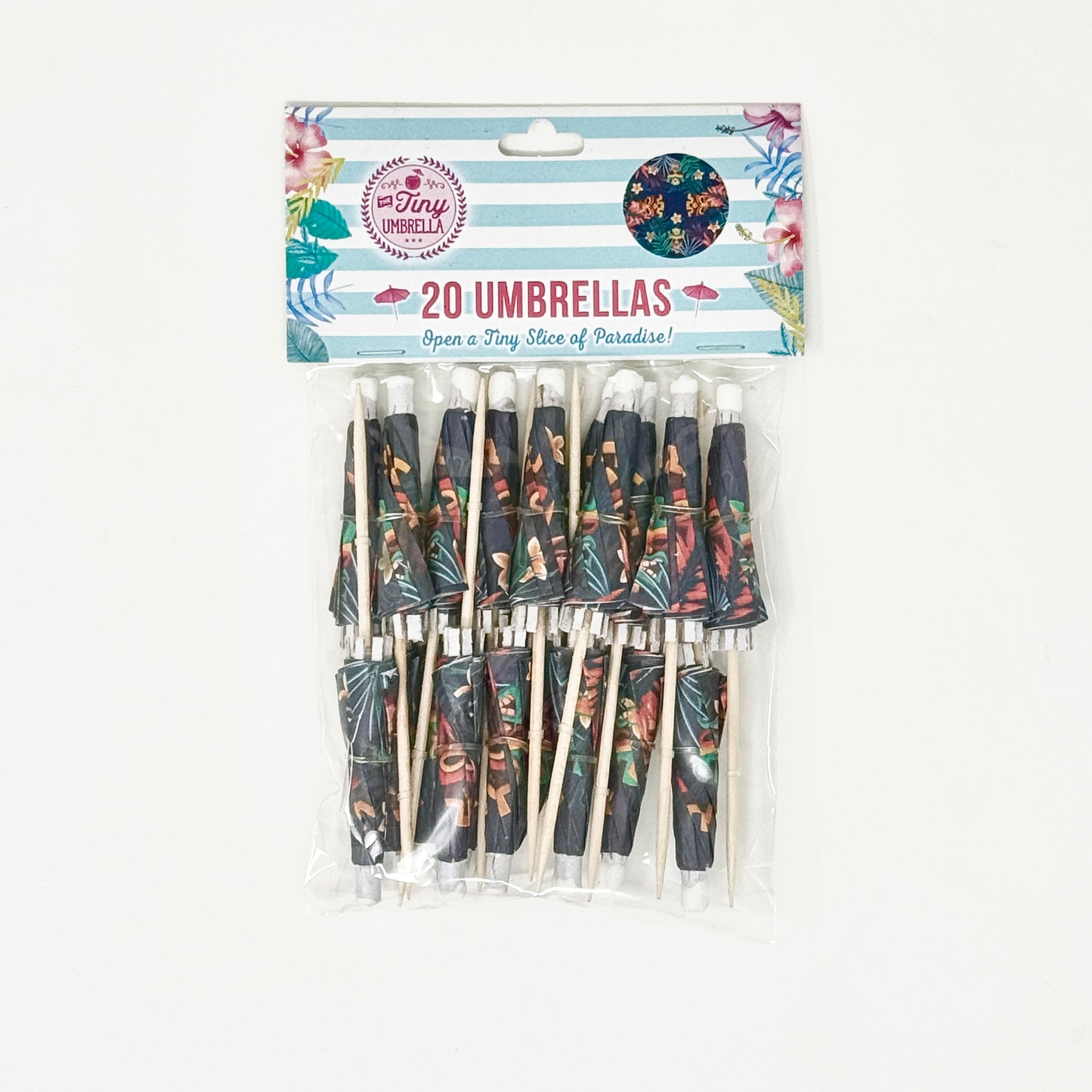 Tiki Cocktail Umbrellas – Handmade Tropical Drink Umbrellas (Set of 20)
