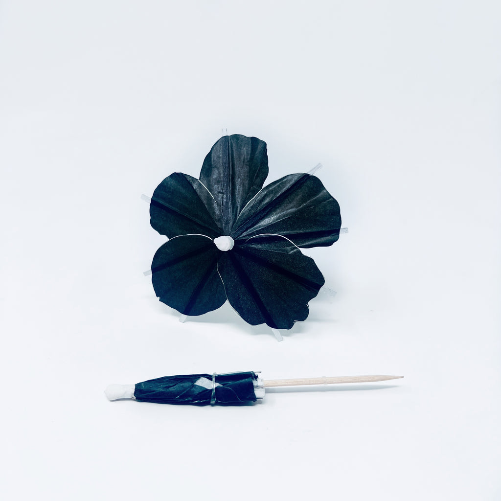 Black Hibiscus flower Cocktail Umbrella