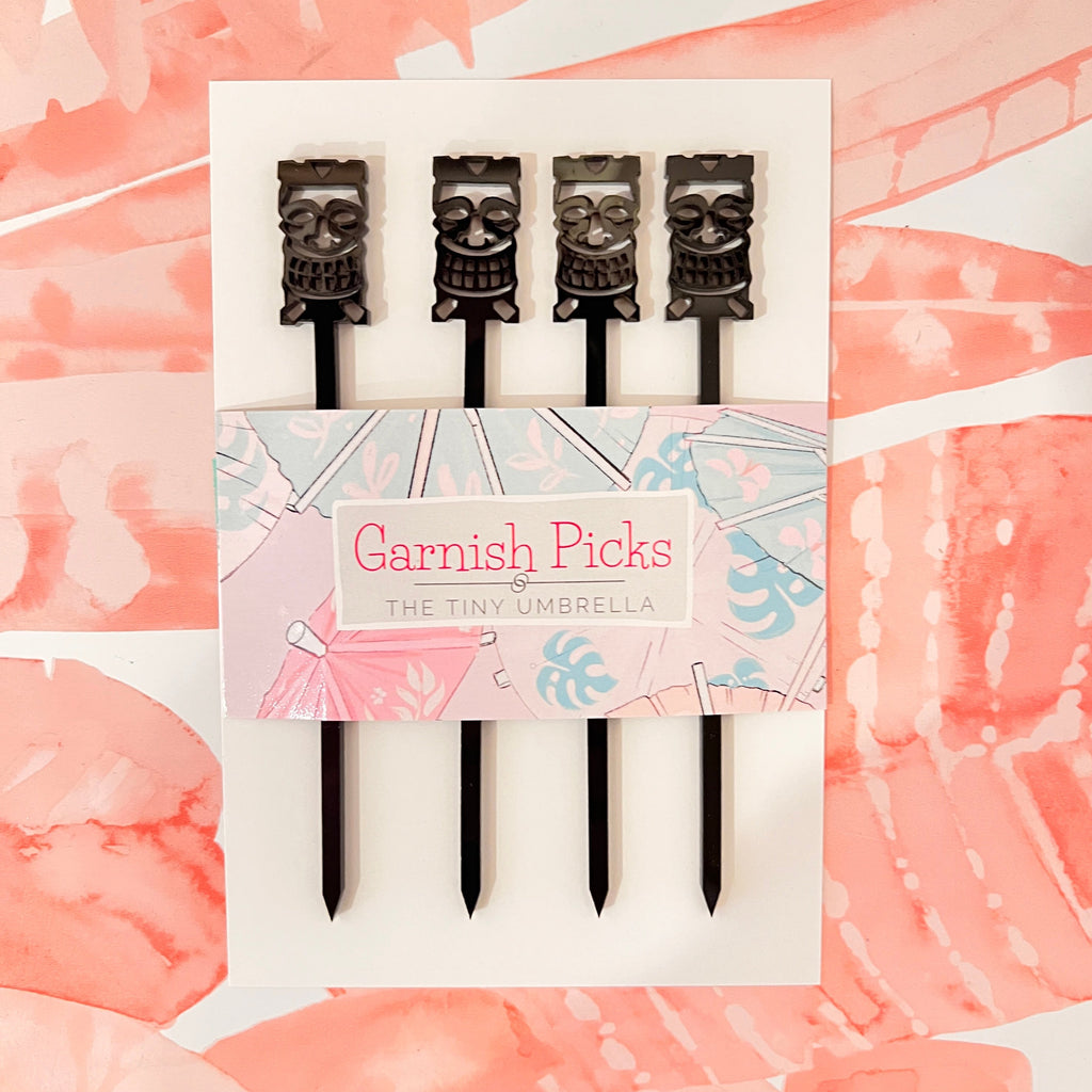 Happy Tiki Garnish Pick Set of 4