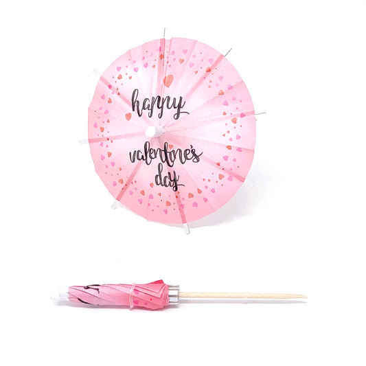 Happy Valentine's Day Cocktail Umbrella