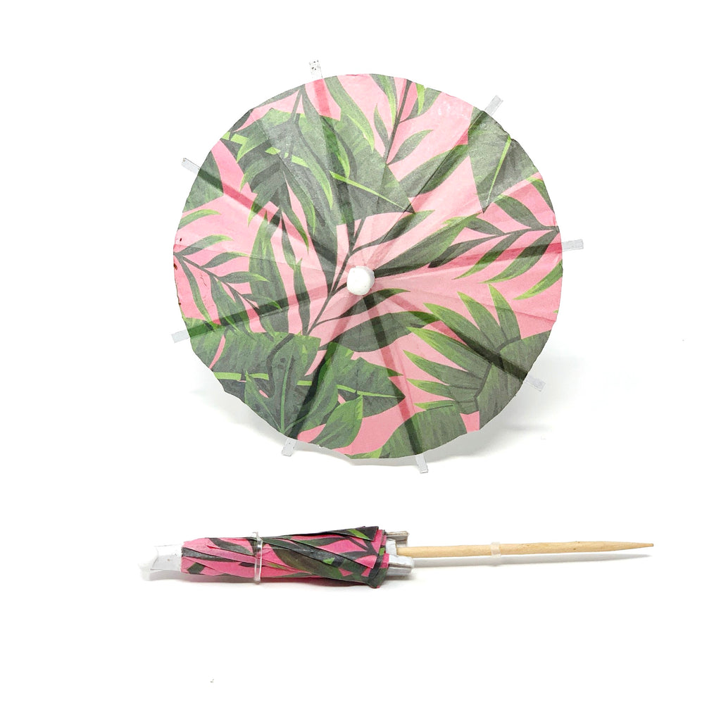 Pink Palm Cocktail Umbrella